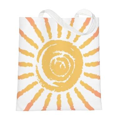 Imagem de OHZOLLAN Bolsa feminina Sun Sunshine de lona de grande capacidade para compras de supermercado com bolsos internos com zíper