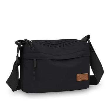 Imagem de Bolsas transversais para mulheres, pequenas, de nylon, leve, casual, para trabalho, viagens diárias, Preto, Bolsa quadrada pequena transversal