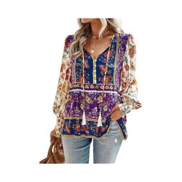 Imagem de Blusa Casual De Outono Para Mulheres plus Size Com Estampa, Decote Em 