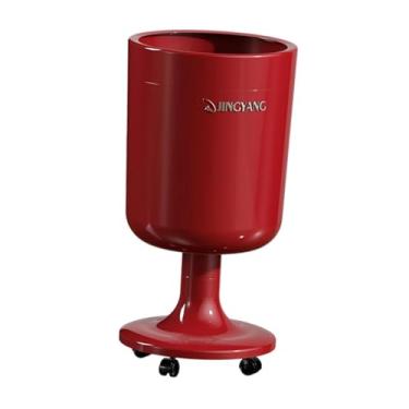 Imagem de ＫＬＫＣＭＳ Lixeira com Rodas, Lata de Lixo, Lixeira de Grande Capacidade com Anel de Retenção para Banheiro, Cozinha e Sala de Estar, Vermelho