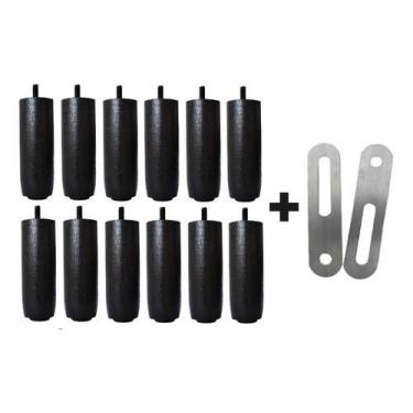 Imagem de 12 Pés Tdc Preto Cama Box/baú Queen King + 2 Chapinha União - Zoe & Ch