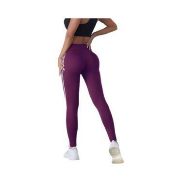 Imagem de Leggings De Yoga De Cintura Alta Para Mulheres, Listradas, Ajuste Slim