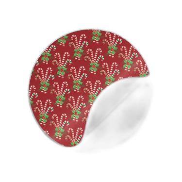 Imagem de Autocolantes Adesivos Redondos Natalinos 25 Unidades Com Estampa de Pirulito - Tamanho 85x85cm