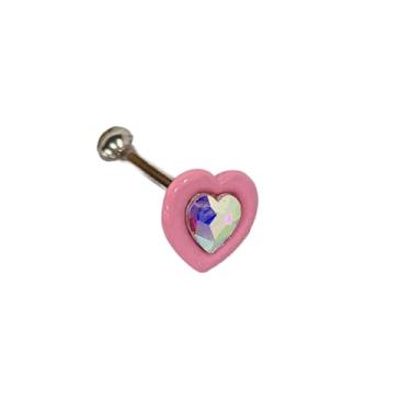 Imagem de Niaspi Anéis de língua de coração CZ 14G para mulheres, barra de aço inoxidável com corações de cristal, joia para piercing de língua, cartilagem, hélice, pino, barra reta, 14G, Aço inoxidável