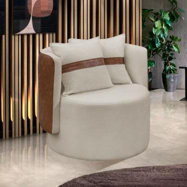 Imagem de Poltrona Orgânica Maya material sintético Nozes e Boucle Bege Redonda 