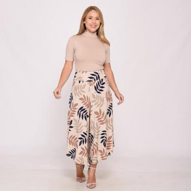 Imagem de Calça Pantacourt com Cós BBonnie Noemi Estampa Nude Tamanho:GG;Genero:Feminino;Cor:-Feminino