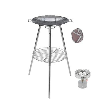 Imagem de CAMPINGMOON Grelha para churrasco de 45,7 cm com válvula Lindal EN417 Canister padrão Top Camping Fogão a gás Queimador Suporte Rack Skottle Grill Kit Sistema de Cozimento GR-901