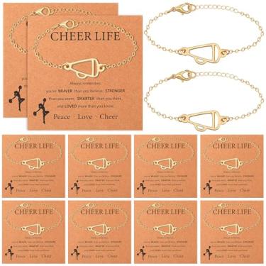 Imagem de Hinly 12 peças de pulseiras de presente de torcida de ouro ajustável, presentes de líder de torcida com cartão inspirador e sacos opp presente de líder de torcida para festa esportiva