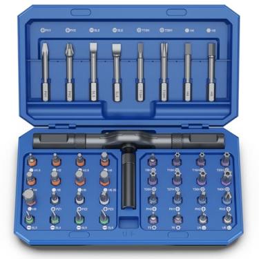 Imagem de Bomivoi Conjunto de chaves de fenda magnética 42 em 1, conjunto de chaves de fenda catraca DIY, conjunto de unidade magnética multibits com alça catraca destacável, kit de ferramentas de reparo