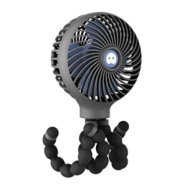 Imagem de Ventilador portátil de mão com tripé flexível polvo clip-on 3 velocidades ajustáveis carregamento USB para mesa berço assento carro bicicleta esteira