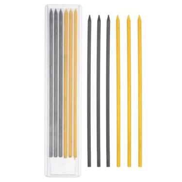 Imagem de PATIKIL 12 refis de grafite de lápis de carpinteiro de 2,8 mm, refis de lápis sólidos secos resistentes à quebra para carpinteiro mecânico, desenho, preto, amarelo