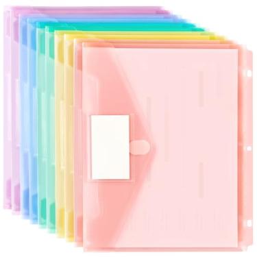 Imagem de Forvencer Bolso para fichário, pacote com 10 pastas de plástico super pesadas com fecho apertado, pastas de fichário com carregamento lateral, bolso para fichário com 3 anéis, divisórias de fichário