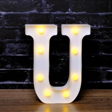 Imagem de Luzes LED para letreiro - Letreiros de alfabeto personalizáveis para casa, casamento, decoração de festa de aniversário e decoração de parede