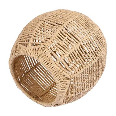Imagem de Abajur de rattan para luminárias pendentes, abajur de lustre de substituição para teto, quarto de cabeceira casa de leitura sala de estar casa corredor de jantar (caqui)