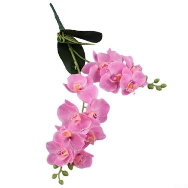Imagem de Buquê de flores de orquídea de borboleta artificial, 12 hastes realistas, multicoloridas, orquídeas falsas para festa de casamento, decoração de café, 50 cm de altura, arranjo floral de seda realista