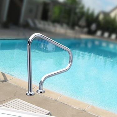 Imagem de AkosOL Corrimão de piscina, trilho de mão antiderrapante para escadas de segurança para trilhos, alça de apoio de entrada, com placa de base flangeada e parafusos - kit completo