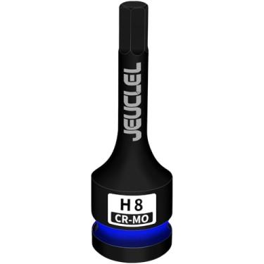 Imagem de JEUCLEL Soquete de broca de impacto hexagonal de 8 mm, soquete Allen de acionamento de impacto H8 de 1/2 polegada, adaptador de chave de fenda hexagonal com alongamento de aço Cr-Mo para chaves