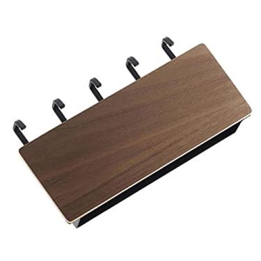 Imagem de aqxreight Porta-Chaves Montado na Parede Rack para Chaves de Madeira Com 5 Ganchos, Adesivo Perfurador, Entrada Multifuncional para, Trelas e Itens Essenciais, Acabamento Em Nogueira para Casa ou