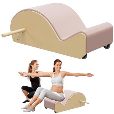 Imagem de GDMSTIH Arco de Pilates rosa de madeira com corretor de coluna para fortalecimento do núcleo alívio da dor nas costas, barril de arco corretor de coluna de Pilates para flexibilidade nas costas