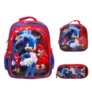 Imagem de Kit Mochila Infantil Menino Sonic Desenho Costa Lançamento - TOYS 2U