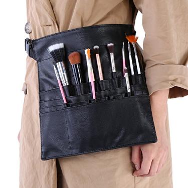 Imagem de Generic Organizador de Suporte de Pincéis de Maquiagem para Cosméticos Profissionais de PU Preto, Bolsa de Armazenamento Durável para Maquiador, Cintura ou Ombro Wearable, Bolsa de Escova para Todos