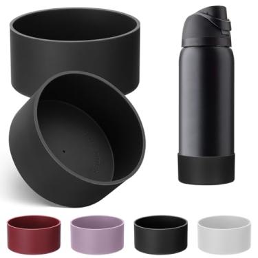 Imagem de Mity rain 2 peças de bota de silicone para garrafa de água Owala 680 g 947 ml, capa protetora antiderrapante para acessórios de garrafas de água de aço inoxidável FreeSip (preto, 946 ml)