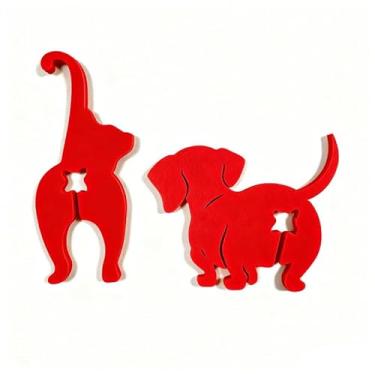 Imagem de 2 peças clipe de pão de bumbum - clipes de saco de comida reutilizáveis impressos em 3D acessórios divertidos de armazenamento de cozinha (vermelho) cão + gato