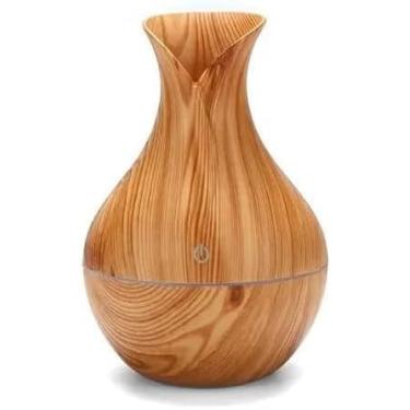 Imagem de Umidificador de Ar Ultrassônico de Madeira - Difusor de Aroma com LEDs RGB e Cabo USB | Silencioso e Econômico | Ideal para Ambientes Secos