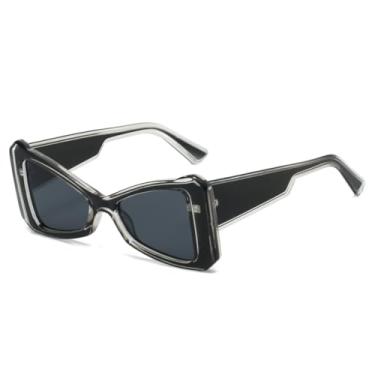 Imagem de HPIRME Óculos femininos estilosos com armação triangular estilo streetwear (PRETO)