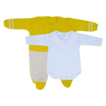 Imagem de Kit Macacão Jacquard Amarelo e Body com Gola Bordada - Kowak