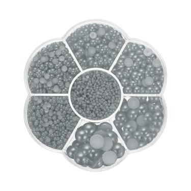 Imagem de Generic 5645 peças de contas de pérolas planas para artesanato, 7 tamanhos de contas de resina semi-redondas pingentes de pérola plana para arte de unhas DIY decoração de telefone meias, pingentes