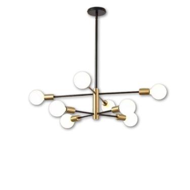 Imagem de Lustre De 8 Lâmpadas Preto Com Dourado