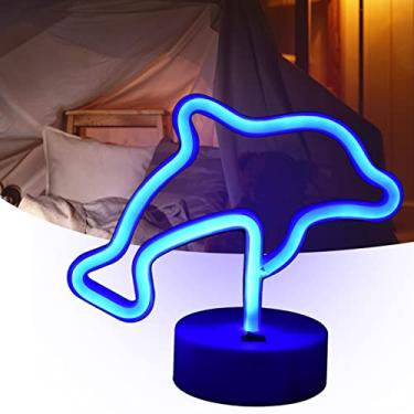 Imagem de Luz Neon de Golfinho LED com Alimentação USB ou Bateria Acessório Decorativo Único para Ambiente Base Decoração Casa Festa Halloween Iluminação Decora