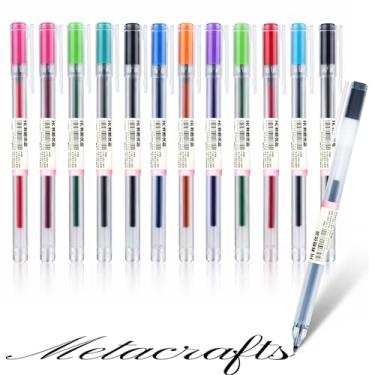Imagem de Metacrafts Conjunto de 10 peças de canetas esferográficas de tinta de gel suave, retrátil, tamanho de ponta de 0,5 mm, multicolorido