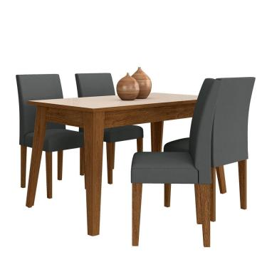 Imagem de Mesa 1,36 Com 4 Cadeiras Minnesota Freijó/Off Preto/Cinza - Móveis Arapongas