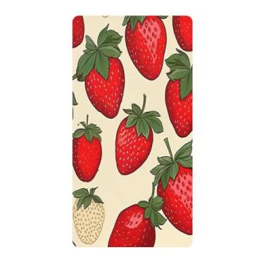 Imagem de Blueangle Lençol de berço padrão para berço infantil - Lençóis de algodão macio e respirável com estampa de morango (804)