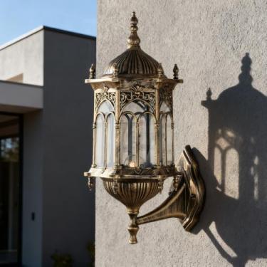 Imagem de Luminária de parede externa retrô clássica, em metal e vidro, à prova d'água, decorativa, ideal para pátio, entrada de varanda, luminária de parede com design arquitetônico vintage. (BD-35)