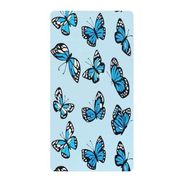 Imagem de Blueangle Lençol de berço padrão para berço infantil - Lençóis de algodão macio e respirável com borboletas azuis (768)