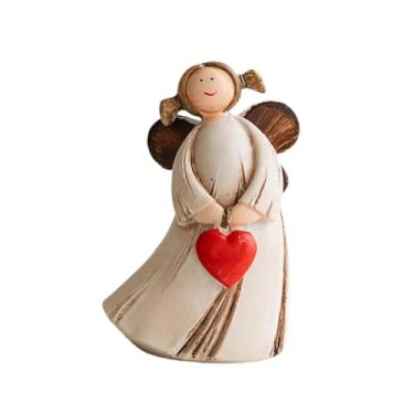 Imagem de Wswqop Estátua de Anjo Como Decoração de Mesa, Escultura Rústica E Criativa de Feita de Resina, Estatueta de Anjo para Sala de Estar, Estante de Livro, Coração, L