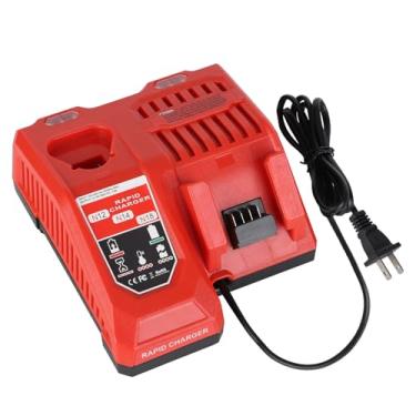 Imagem de Carregador de bateria M12 e M18 para Milwaukee, compatível com baterias de íon de lítio de 12V/18V, substituição para 48-59-1808 e 48-59-1812, carregador rápido de porta dupla com proteção inteligente