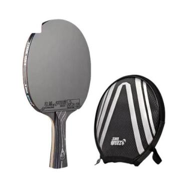 Imagem de Raquete De Tênis De Mesa Profissional Preta De 7 Camadas Com Borracha 