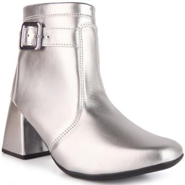 Imagem de Bota Feminina Salto Bloco Grosso 7cm Cano Curto Zíper Moda Casual Inve