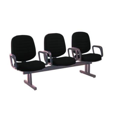 Imagem de Cadeira para Igrejas Evangélicas em Longarina com 03 lugares Linha Blenda Preto