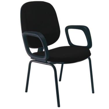 Imagem de Cadeira para Igrejas Evangélicas com Braços Diretor para Escritório Linha Uno Preto