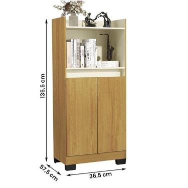 Imagem de Estante Livro Organizador Escritorio Armario Duque 2 Portas Mel/perola Mel/perola