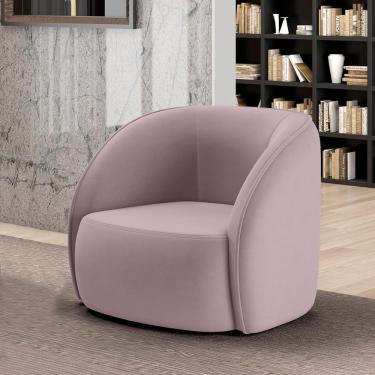 Imagem de Poltrona Decorativa Sala De Estar Clarke Veludo Rosê G45 - Gran Belo