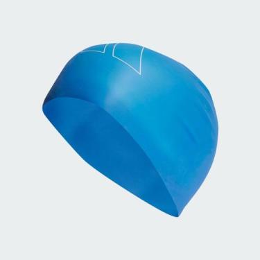 Imagem de Touca de Natação Adidas Adult Logo Cap Azul e Branca, Único