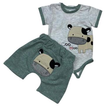 Imagem de Conjunto menino verão vaquinha - PEQUENO CHARME MODA BEBÊ, Verde, G