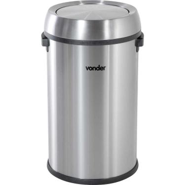 Imagem de Lixeira Redonda 65 Litros Inox Tampa Basculante Vonder