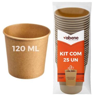 Imagem de Copo De Papel 25un Ecologico Biodegradavel 120ml Papel Kraft Kraft - V